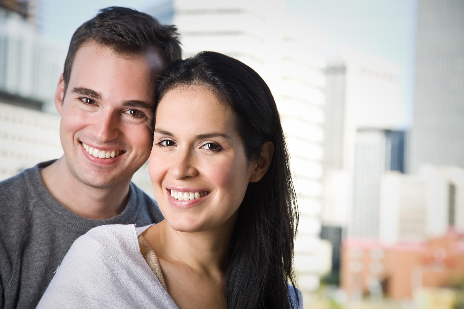 A portrait of a happy smiling couple