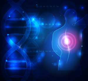Back pain abstract scientific DNA chain background
